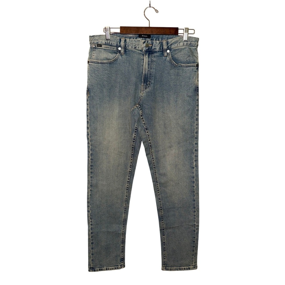 RVCA‎ Daggers Jeans Mens 33 Medium Wash Stretch Slim Straight Denim Skate NEW
